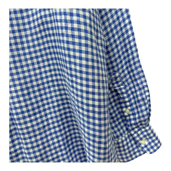 Michael Allens Shirt Mens XXL 100% Linen Blue Button Down Gingham Prep Heritage - Picture 7 of 15